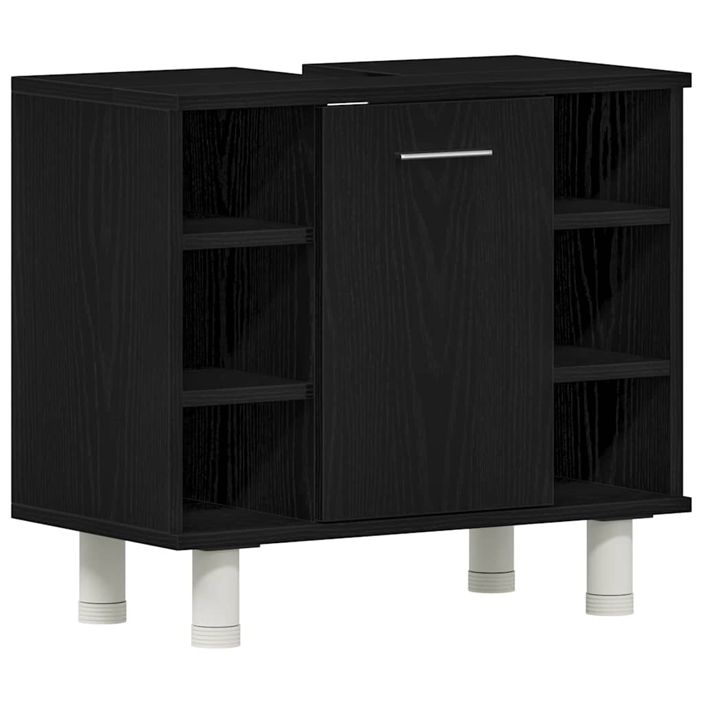 Badeværelsesmøbel sæt med hylde 3 pcs Sort 30 x 30 x 179.5 cm