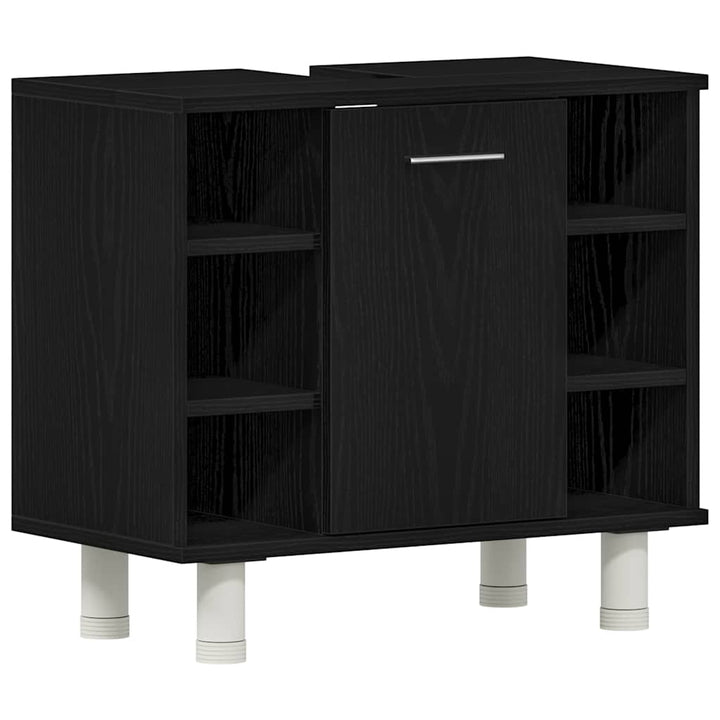 Badeværelsesmøbel sæt med hylde 3 pcs Sort 30 x 30 x 179.5 cm