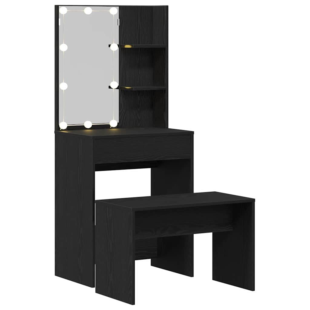 Makeupbord Sæt Sort eg 60 x 40 x 140 cm Konstrueret træ