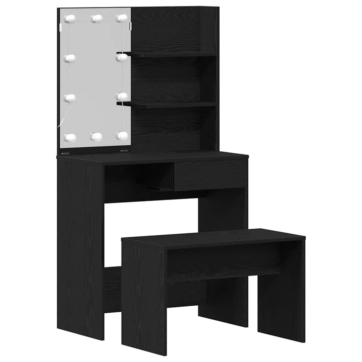 Makeupbord Sæt Sort eg 74.5 x 40 x 141 cm Konstrueret træ