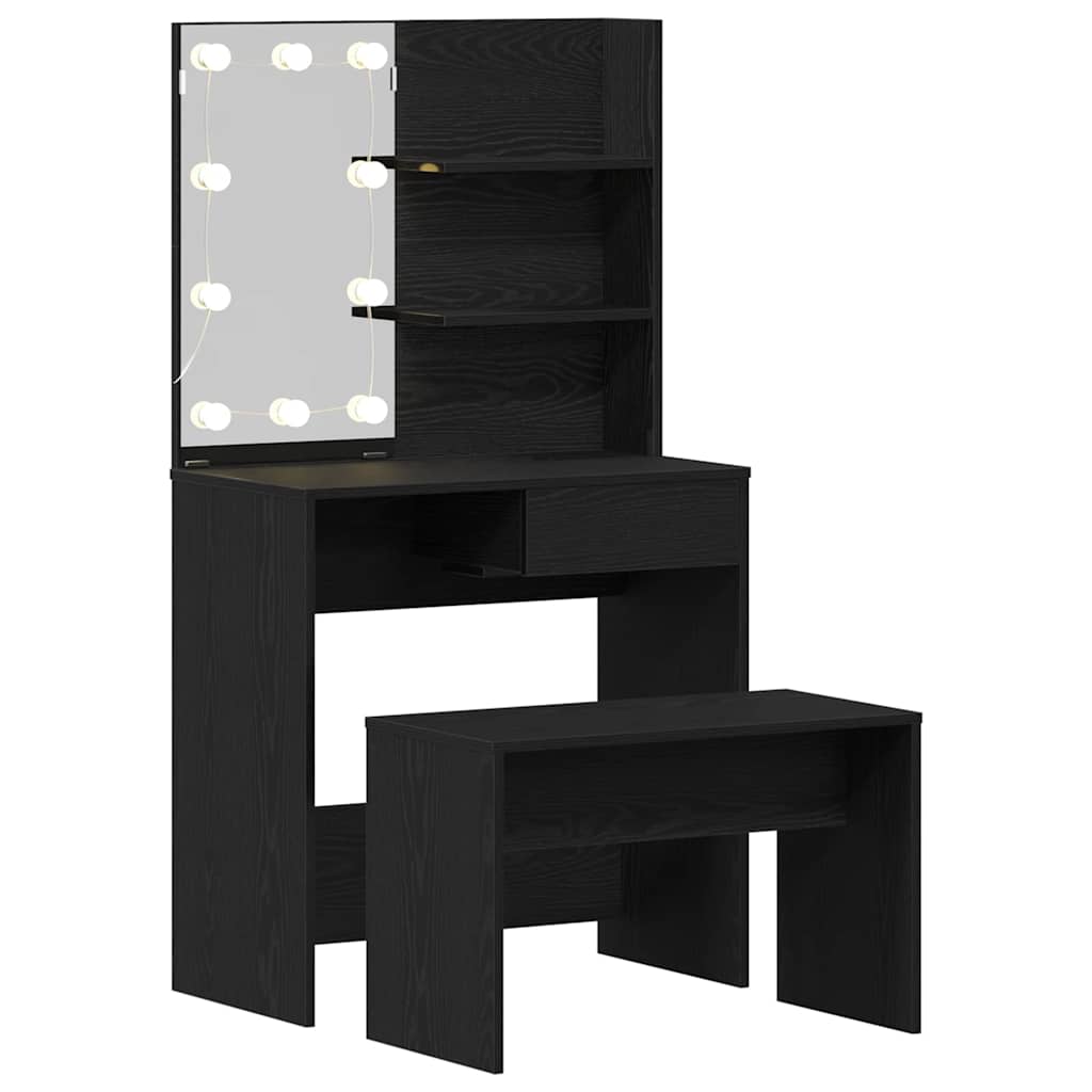 Makeupbord Sæt Sort eg 74.5 x 40 x 141 cm Konstrueret træ