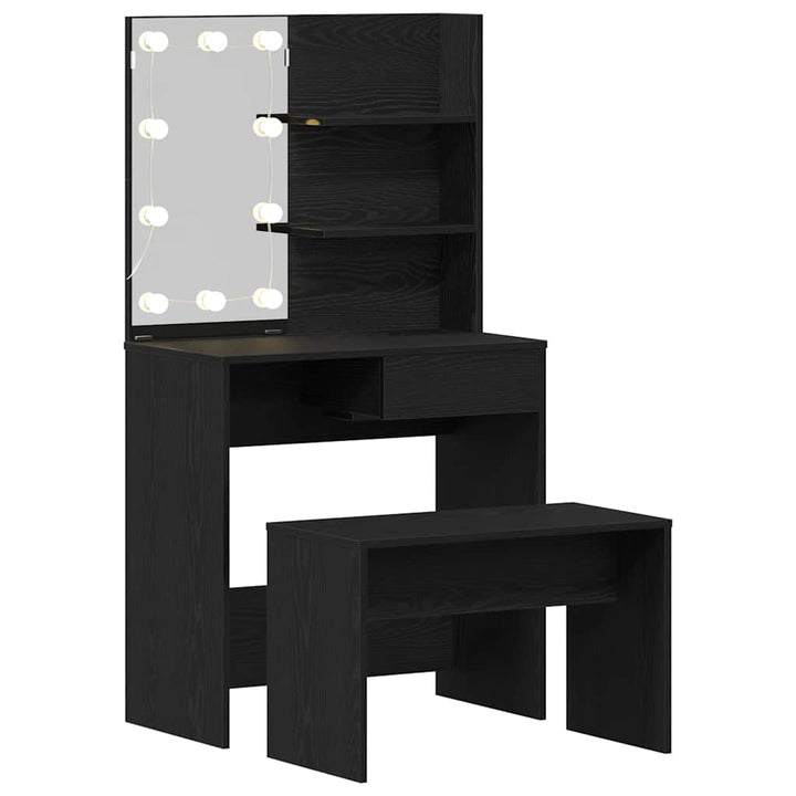Makeupbord Sæt Sort eg 74.5 x 40 x 141 cm Konstrueret træ