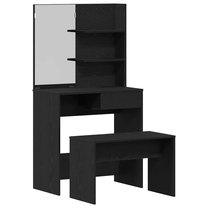 Makeupbord Sæt 2 pcs Sort eg 74.5 x 40 x 141 cm Konstrueret træ
