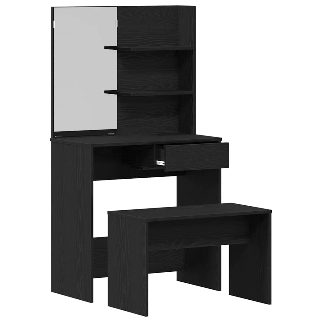 Makeupbord Sæt 2 pcs Sort eg 74.5 x 40 x 141 cm Konstrueret træ