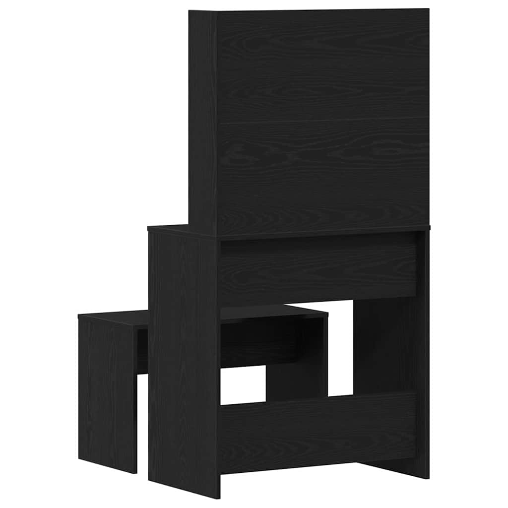 Makeupbord Sæt 2 pcs Sort eg 74.5 x 40 x 141 cm Konstrueret træ