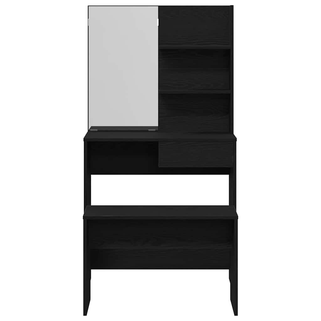 Makeupbord Sæt 2 pcs Sort eg 74.5 x 40 x 141 cm Konstrueret træ