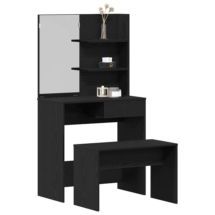 Makeupbord Sæt 2 pcs Sort eg 74.5 x 40 x 141 cm Konstrueret træ