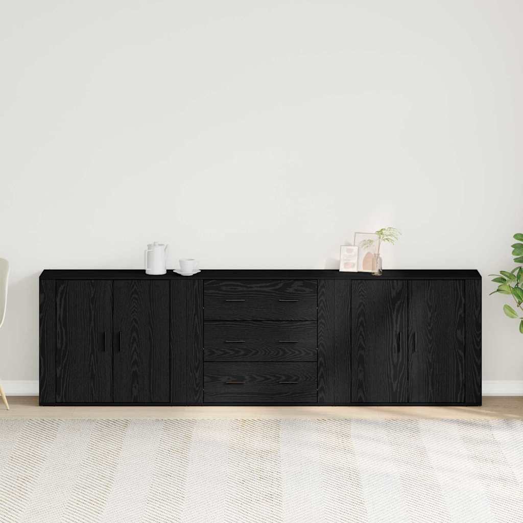 Skab med skuffe Sort eg 240 x 33 x 70 cm Konstrueret træ