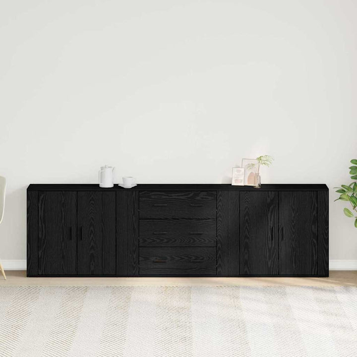 Skab med skuffe Sort eg 240 x 33 x 70 cm Konstrueret træ