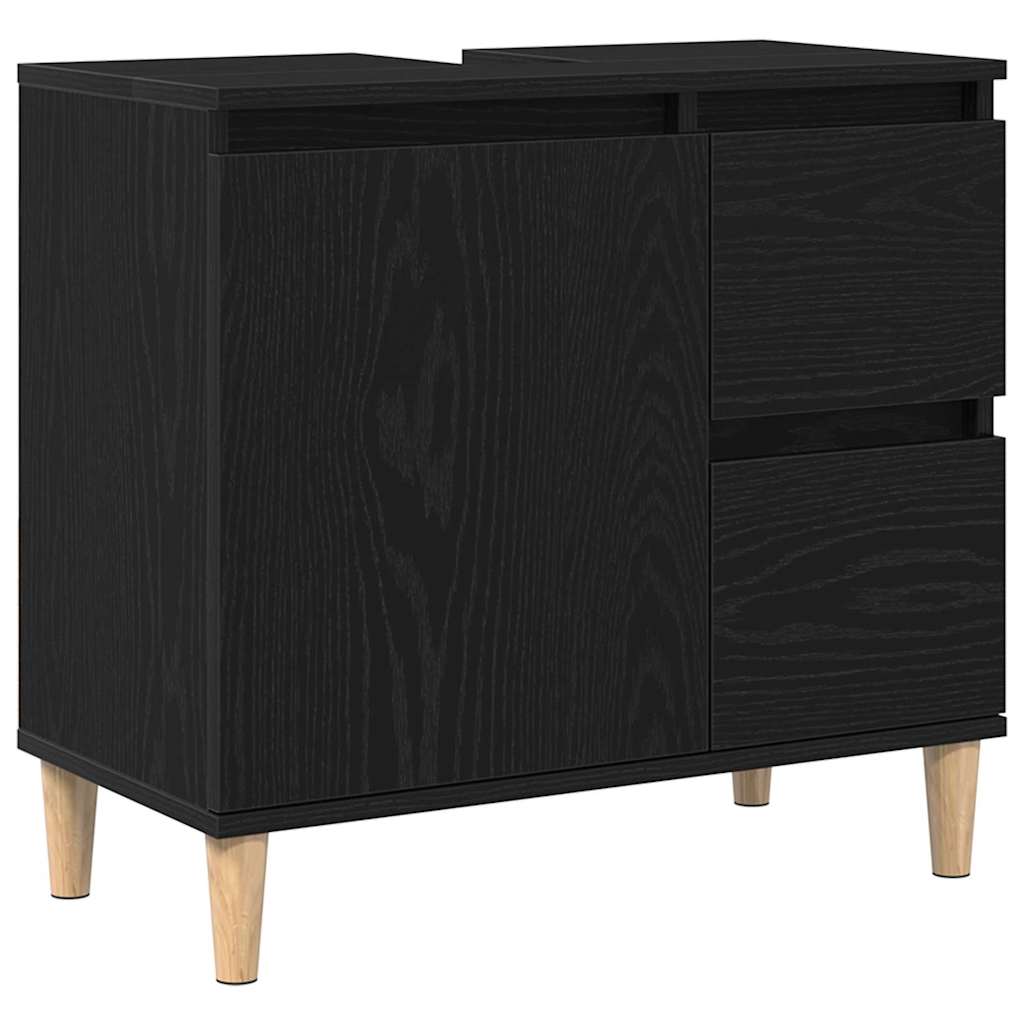 Badeværelsesmøbel sæt med skuffe 3 pcs Sort 30 x 30 x 180 cm