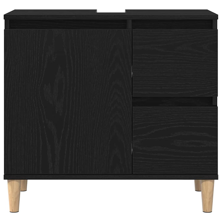 Badeværelsesmøbel sæt med skuffe 3 pcs Sort 30 x 30 x 180 cm