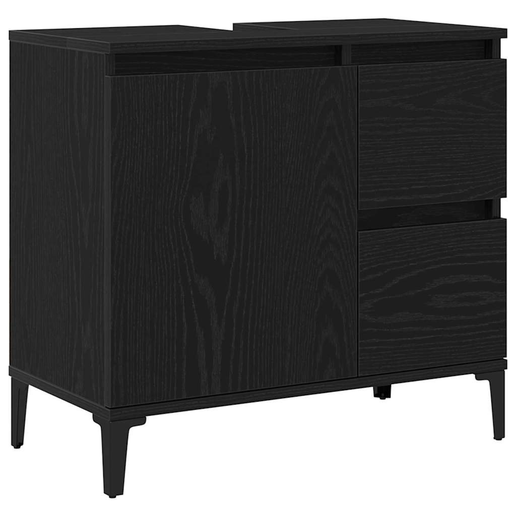 Badeværelsesmøbel sæt med skuffe 3 pcs Sort 30 x 30 x 180 cm