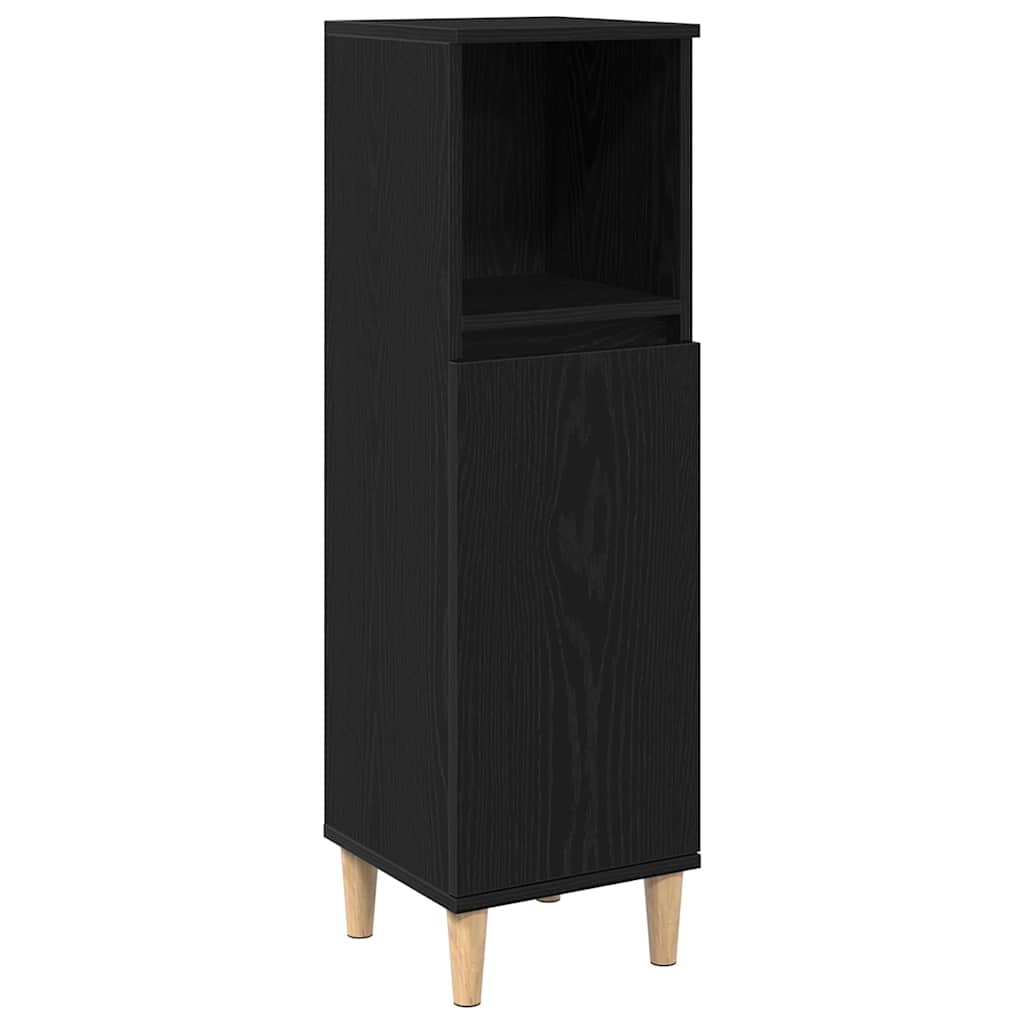 Badeværelsesmøbel sæt med dør 3 pcs Sort 30 x 30 x 180 cm