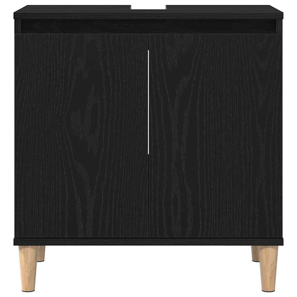 Badeværelsesmøbel sæt med dør 3 pcs Sort 30 x 30 x 180 cm