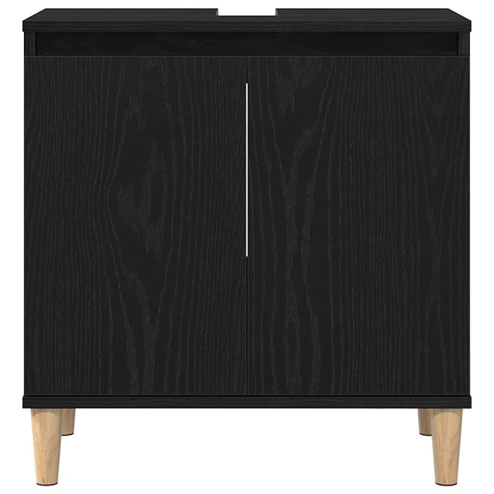 Badeværelsesmøbel sæt med dør 3 pcs Sort 30 x 30 x 180 cm