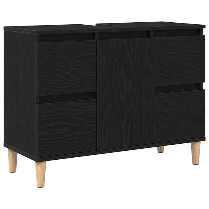 Badeværelsesmøbel sæt med skuffe 3 pcs Sort 30 x 30 x 180 cm