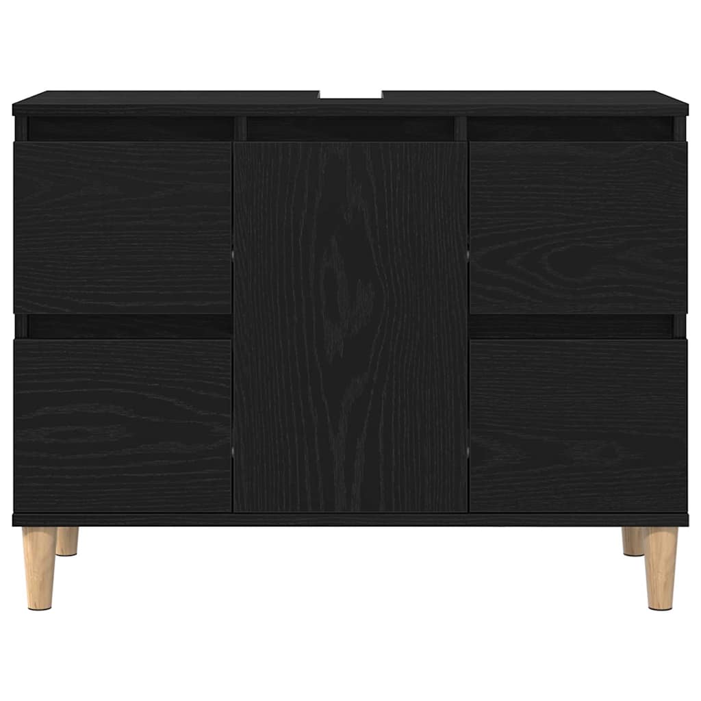 Badeværelsesmøbel sæt med skuffe 3 pcs Sort 30 x 30 x 180 cm