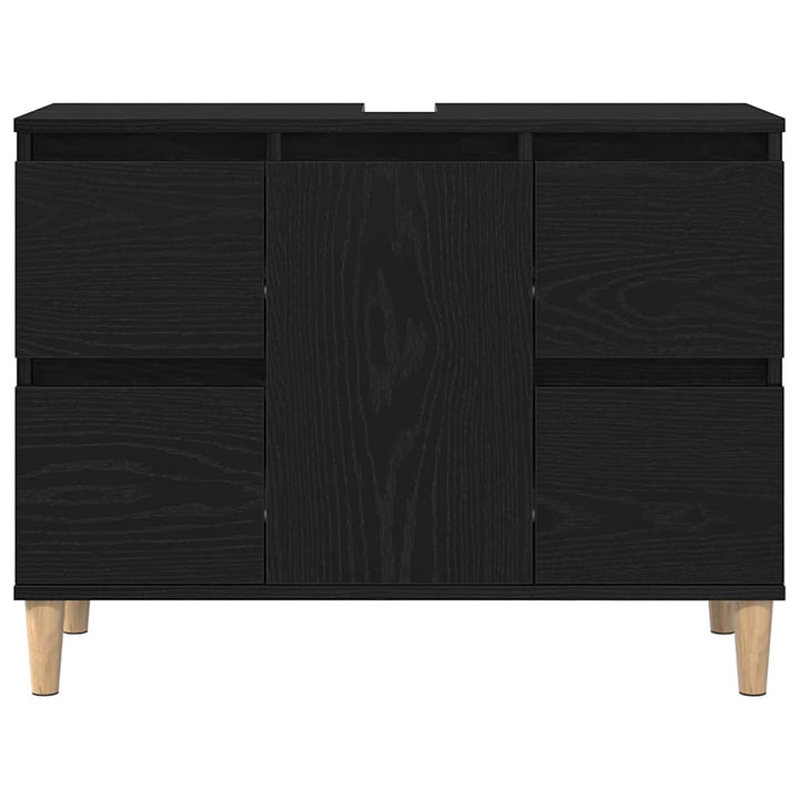 Badeværelsesmøbel sæt med skuffe 3 pcs Sort 30 x 30 x 180 cm