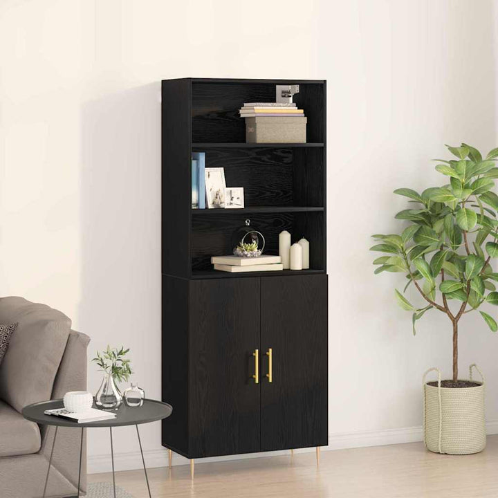 Highboard 2 pcs Sort eg 70 x 34 x 180 cm Konstrueret træ