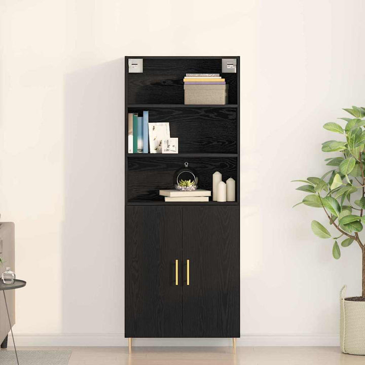Highboard 2 pcs Sort eg 70 x 34 x 180 cm Konstrueret træ