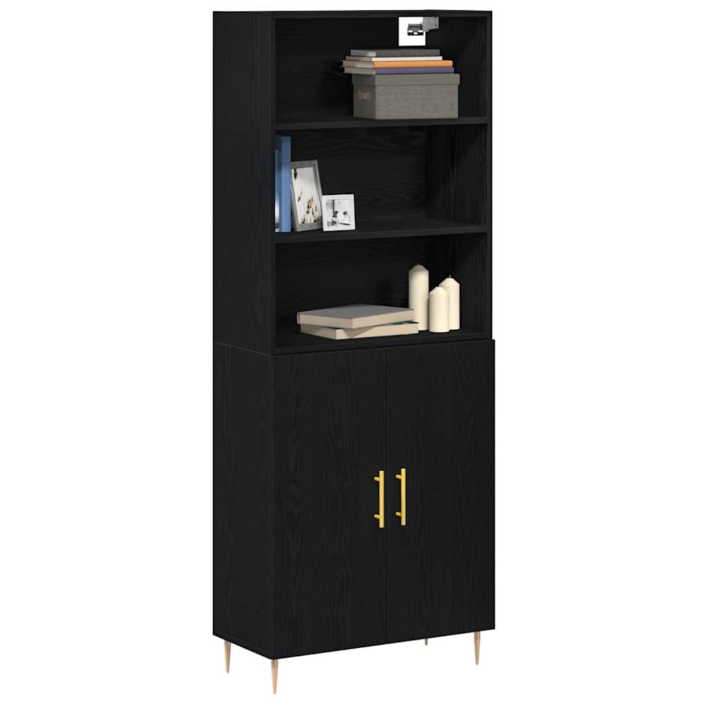 Highboard 2 pcs Sort eg 70 x 34 x 180 cm Konstrueret træ