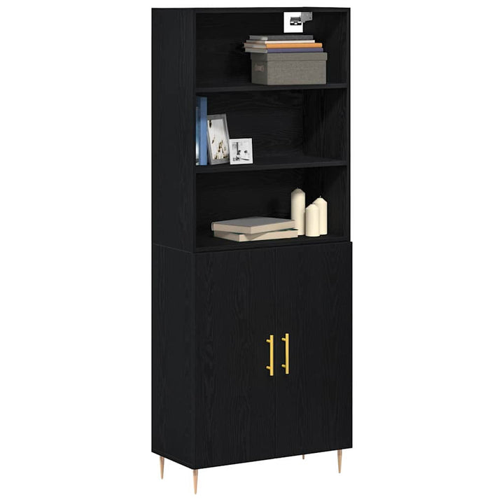 Highboard 2 pcs Sort eg 70 x 34 x 180 cm Konstrueret træ