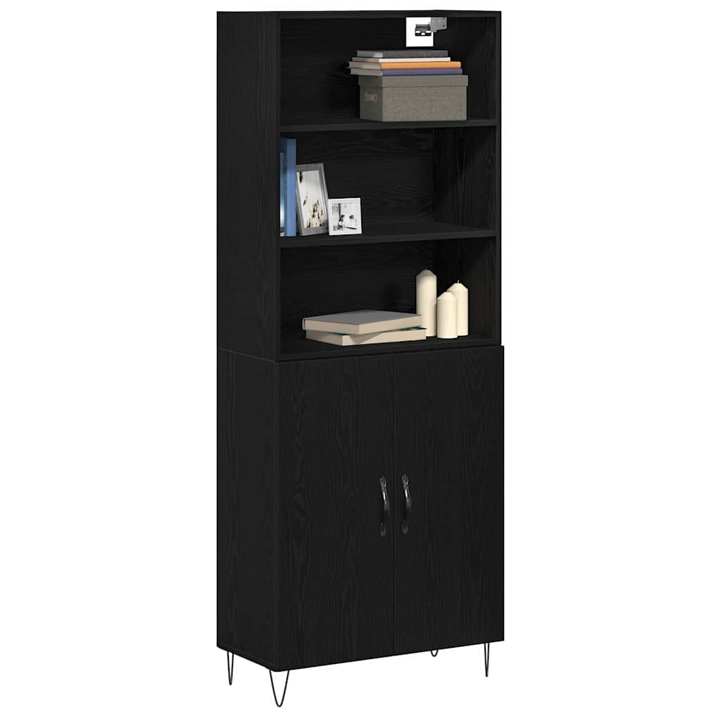 Highboard 2 pcs Sort eg 70 x 34 x 180 cm Konstrueret træ