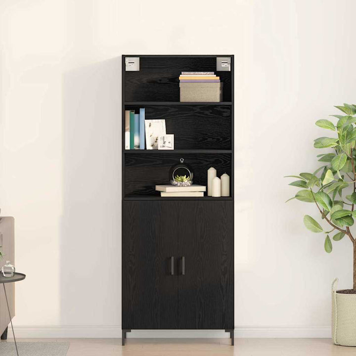 Highboard Vægmonteret Sort eg 70 x 34 x 180 cm Konstrueret træ