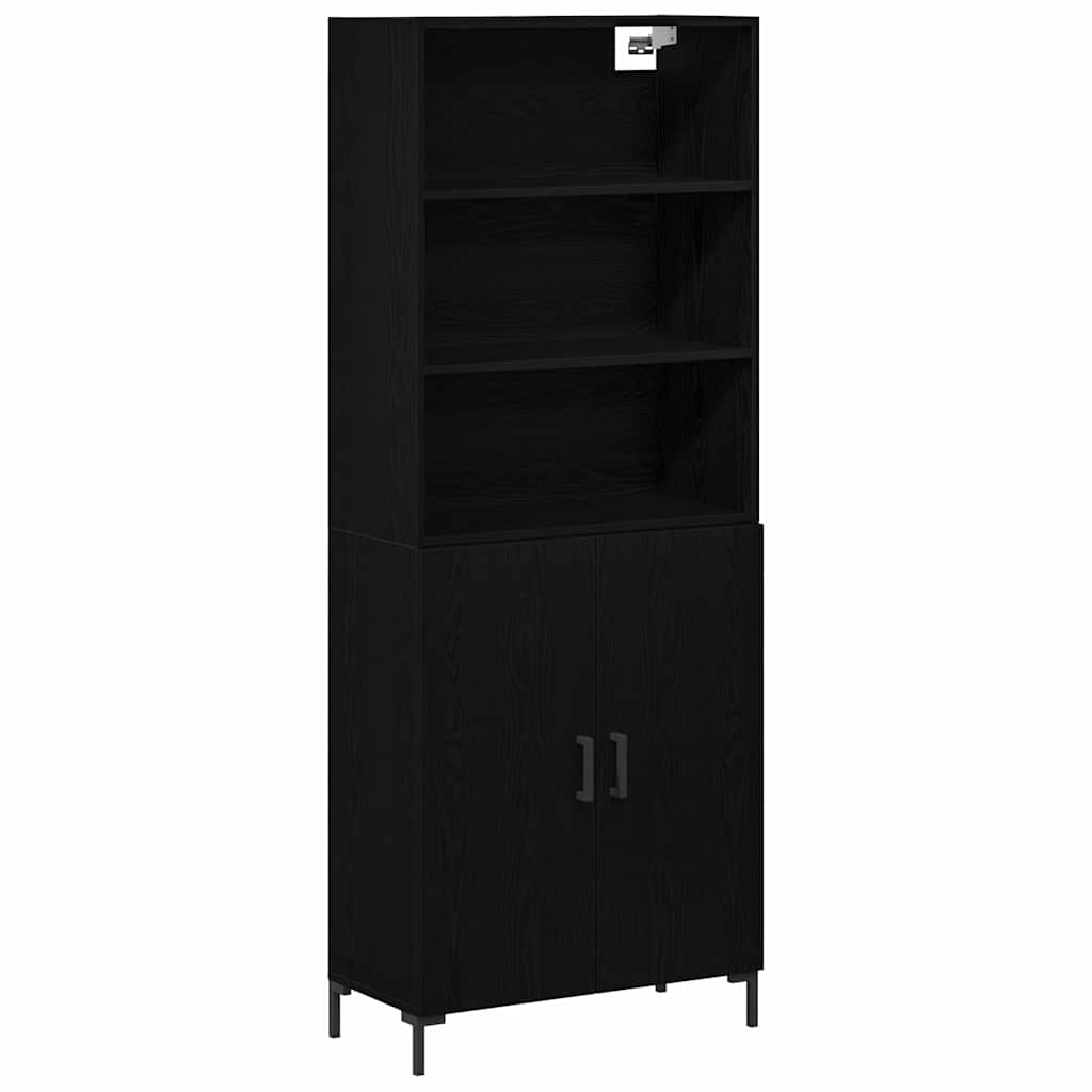 Highboard Vægmonteret Sort eg 70 x 34 x 180 cm Konstrueret træ