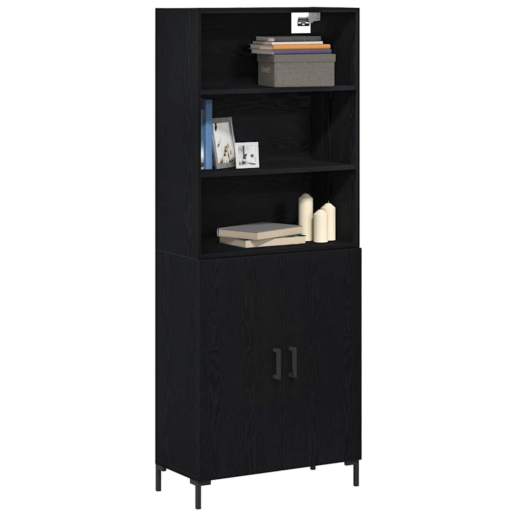 Highboard Vægmonteret Sort eg 70 x 34 x 180 cm Konstrueret træ
