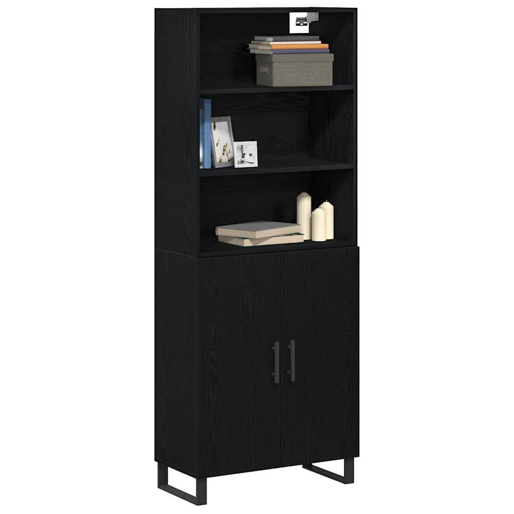 Highboard Vægmonteret Sort eg 70 x 34 x 180 cm Konstrueret træ