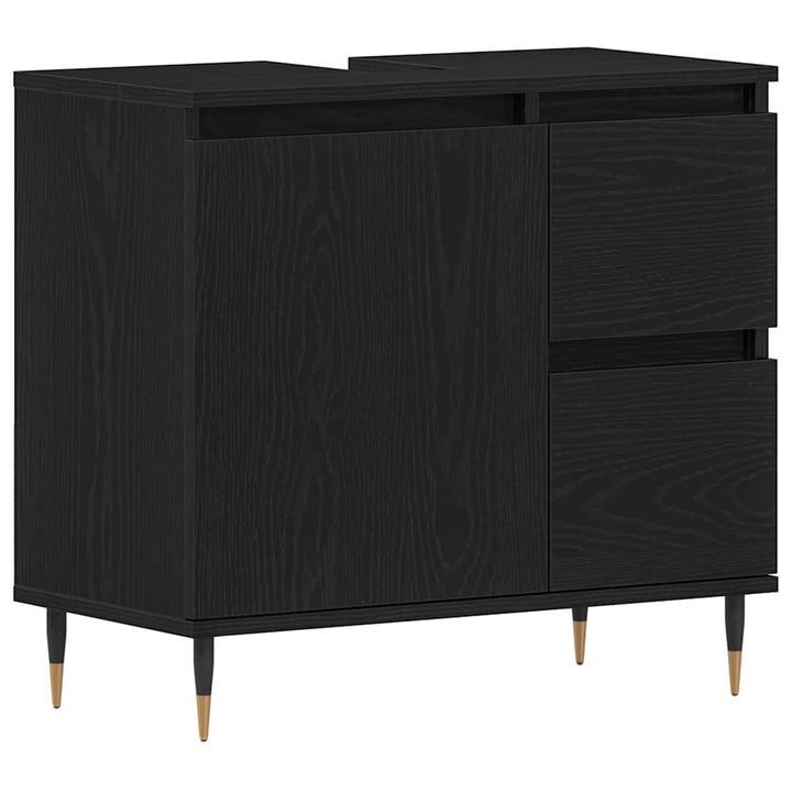 Badeværelsesmøbel-sæt med skuffe 3 pcs Sort eg 30 x 30 x 190 cm