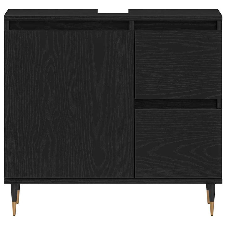 Badeværelsesmøbel-sæt med skuffe 3 pcs Sort eg 30 x 30 x 190 cm