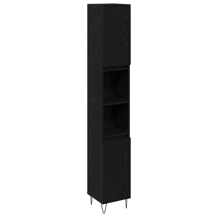 Badeværelsessæt 3 pcs Sort eg 30 x 30 x 190 cm Konstrueret træ