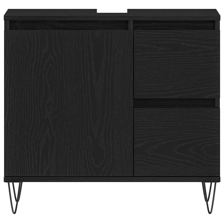 Badeværelsessæt 3 pcs Sort eg 30 x 30 x 190 cm Konstrueret træ