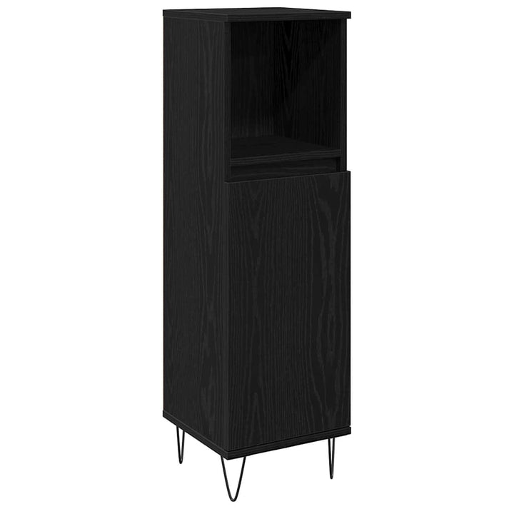 Badeværelsesmøbel Sæt med dør 3 pcs Sort eg 30 x 30 x 190 cm