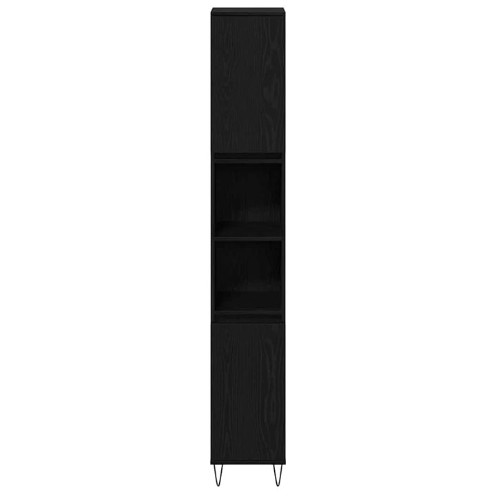Badeværelsesmøbel Sæt med dør 3 pcs Sort eg 30 x 30 x 190 cm
