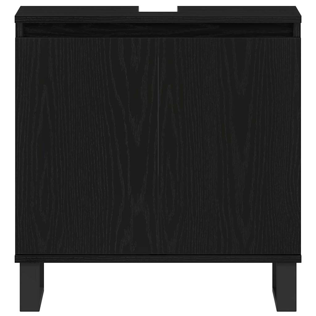 Badeværelsesmøbel sæt med dør 3 pcs Sort 30 x 30 x 190 cm