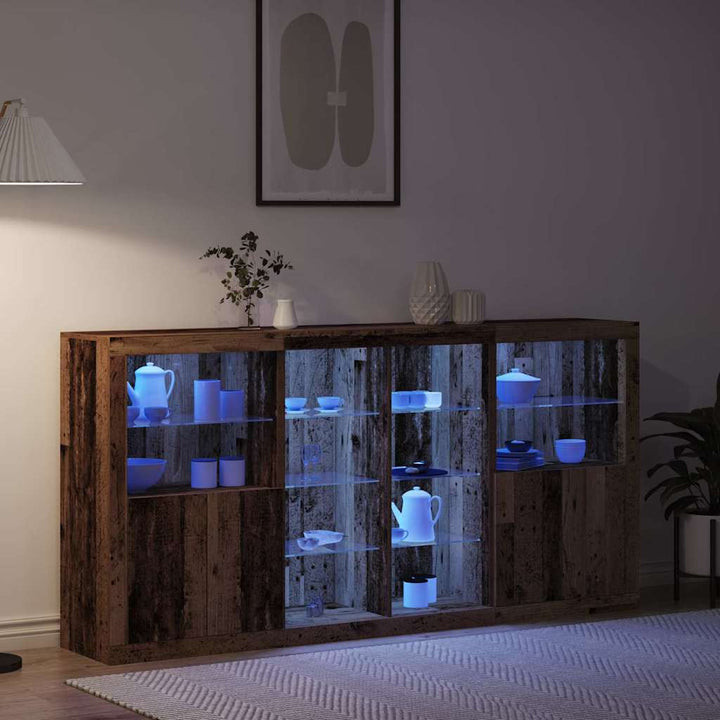 Sideboard 3 pcs Gammelt træ 202 x 37 x 100 cm Konstrueret træ