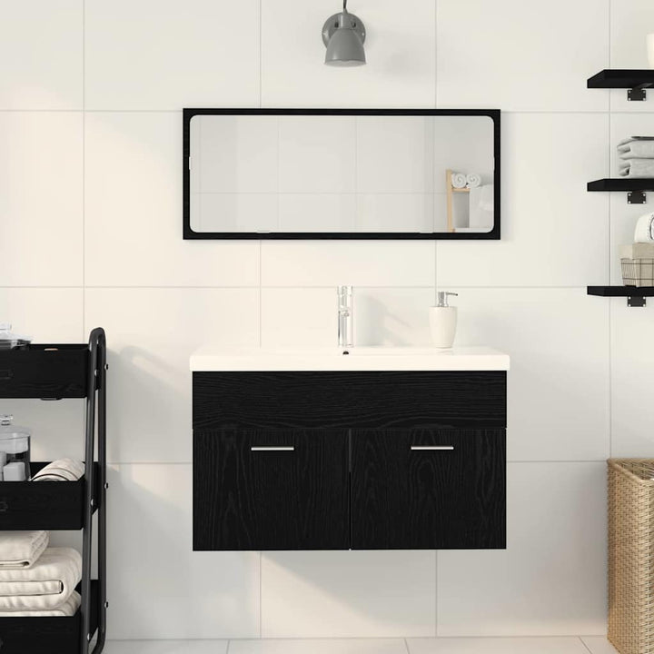 Vaskeskab med dør Sort eg 90 x 38.5 x 46 cm Konstrueret træ