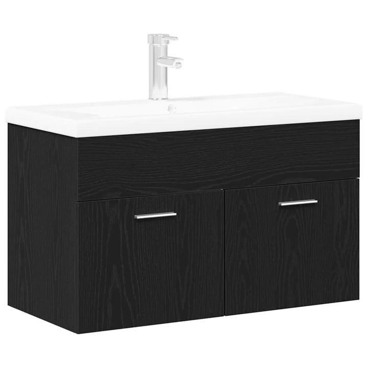 Vaskeskab med dør Sort eg 90 x 38.5 x 46 cm Konstrueret træ