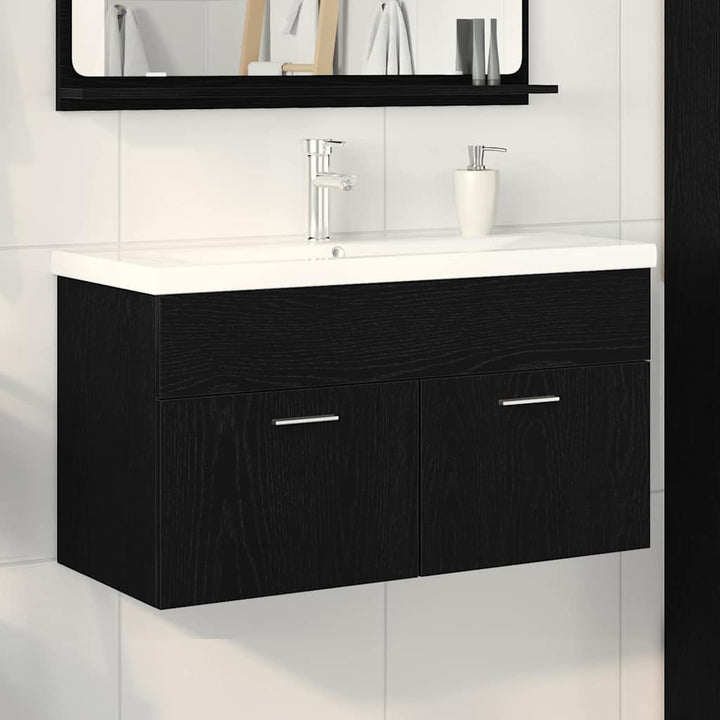Vaskeskab med dør Sort eg 90 x 38.5 x 46 cm Konstrueret træ
