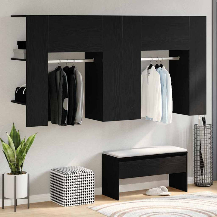 Entreskab 2 pcs Sort eg 97,5 x 37 x 99 cm Konstrueret træ