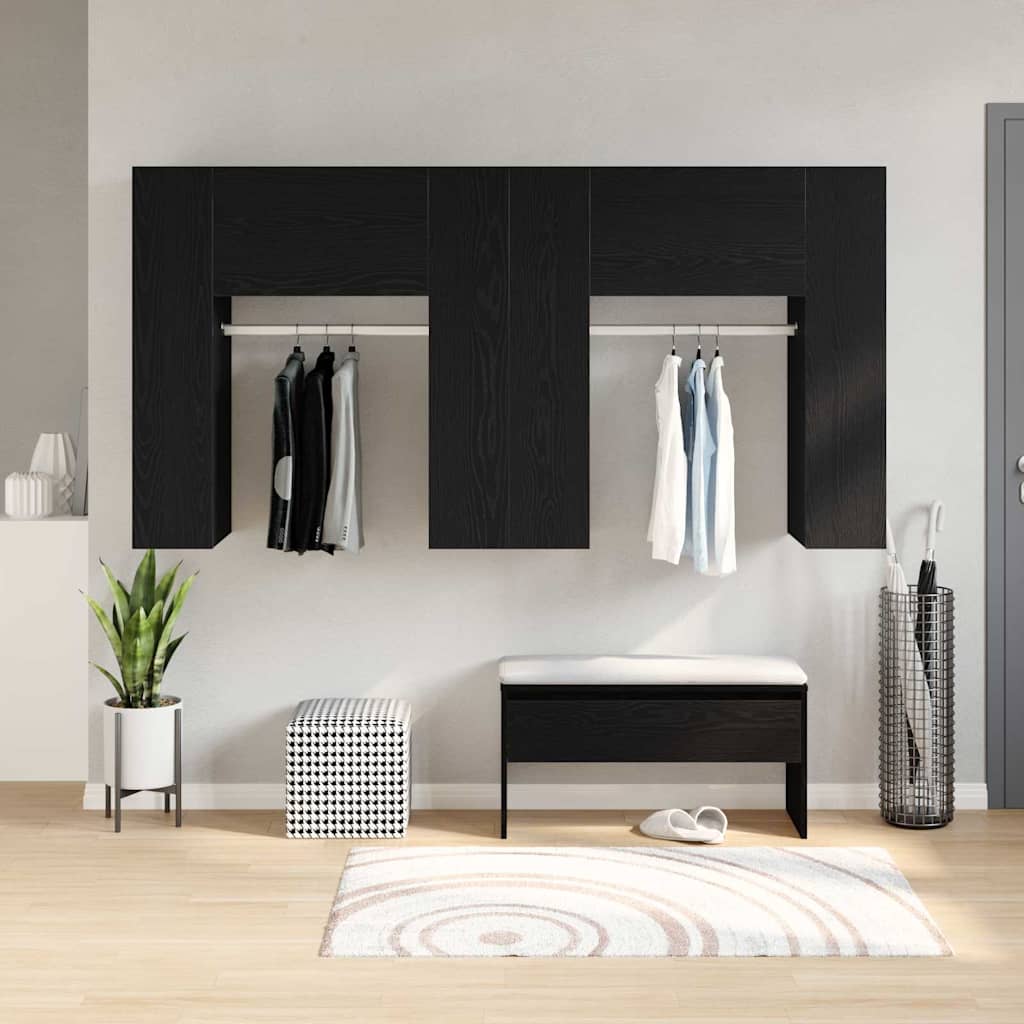 Entreskab 2 pcs Sort eg 97,5 x 37 x 99 cm Konstrueret træ