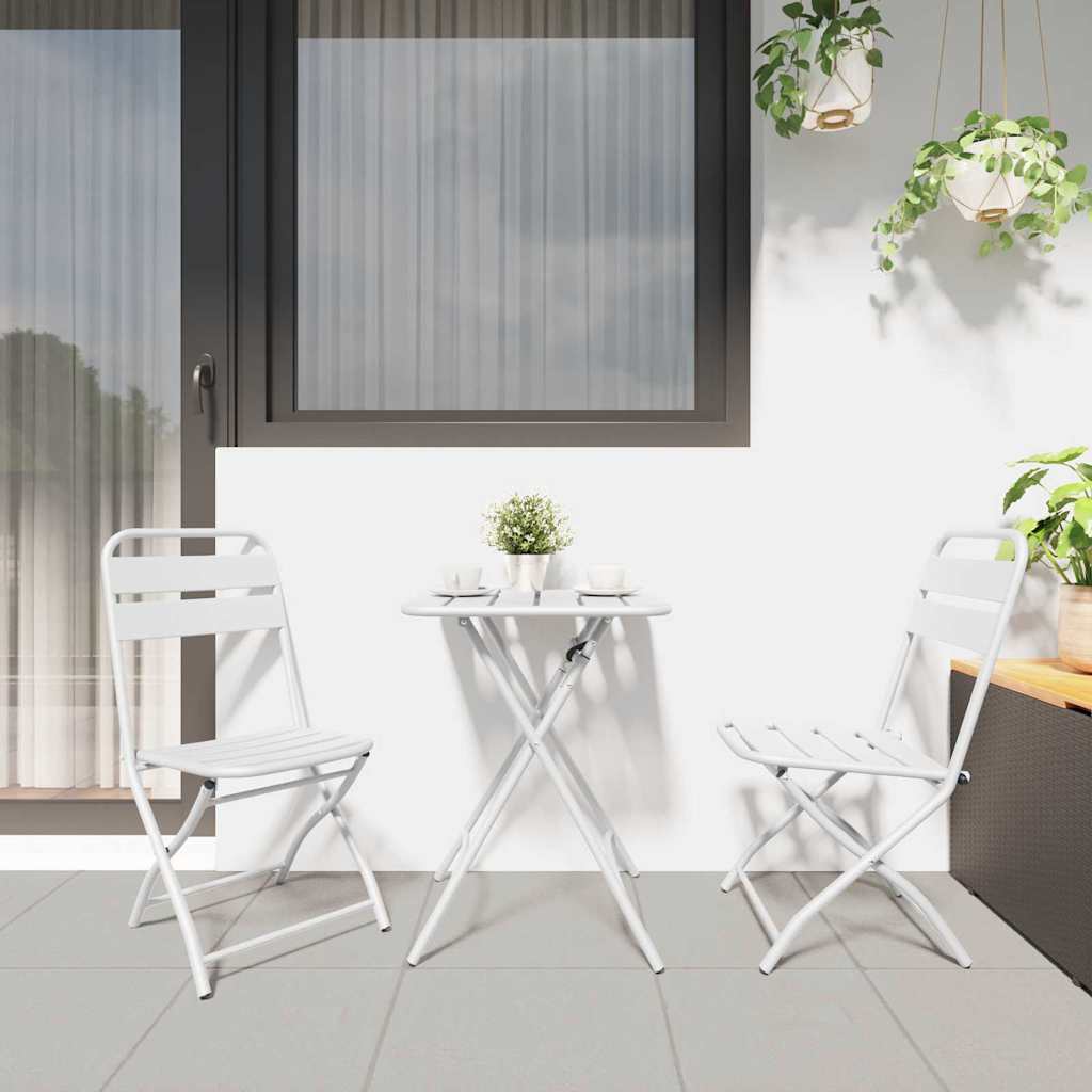 Have sammenslåelig stol 2 pcs Hvid 55 x 56.5 x 91cm Stål