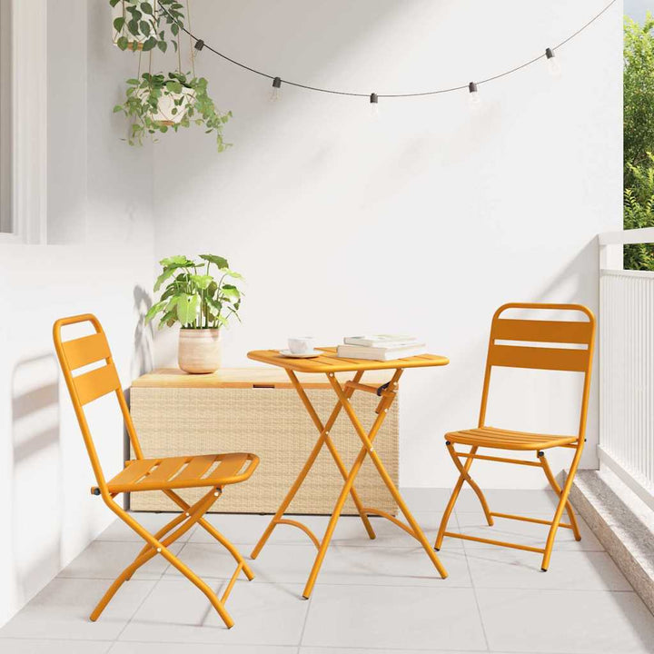Have sammenslåelig stol 2 pcs Sennepsgul 55 x 56.5 x 91cm Stål