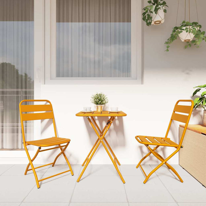 Have sammenslåelig stol 2 pcs Sennepsgul 55 x 56.5 x 91cm Stål