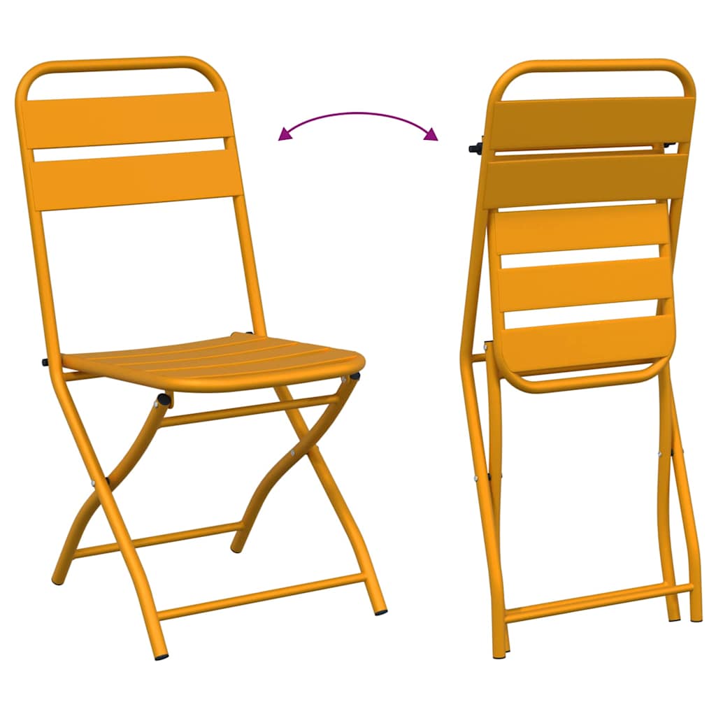Have sammenslåelig stol 2 pcs Sennepsgul 55 x 56.5 x 91cm Stål