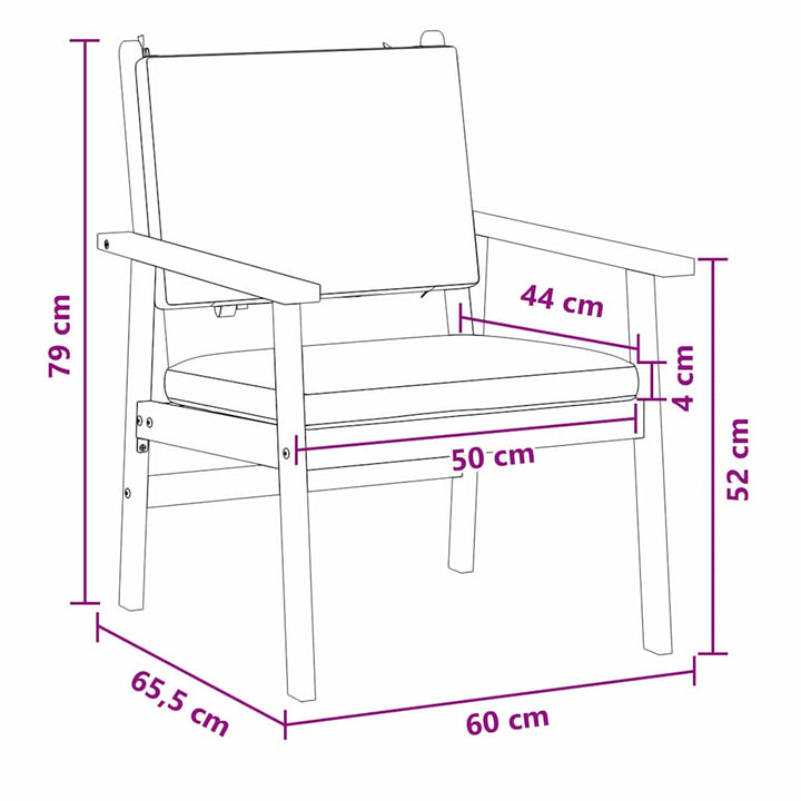 Have Stol med pude 2 pcs Brun Massivt akacietræ