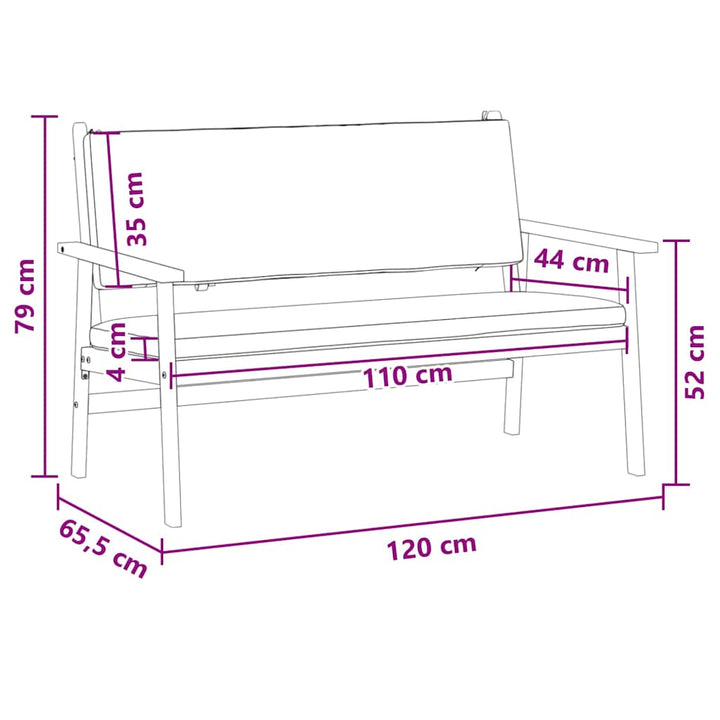 Havebænk med pude Brun Massivt akacietræ